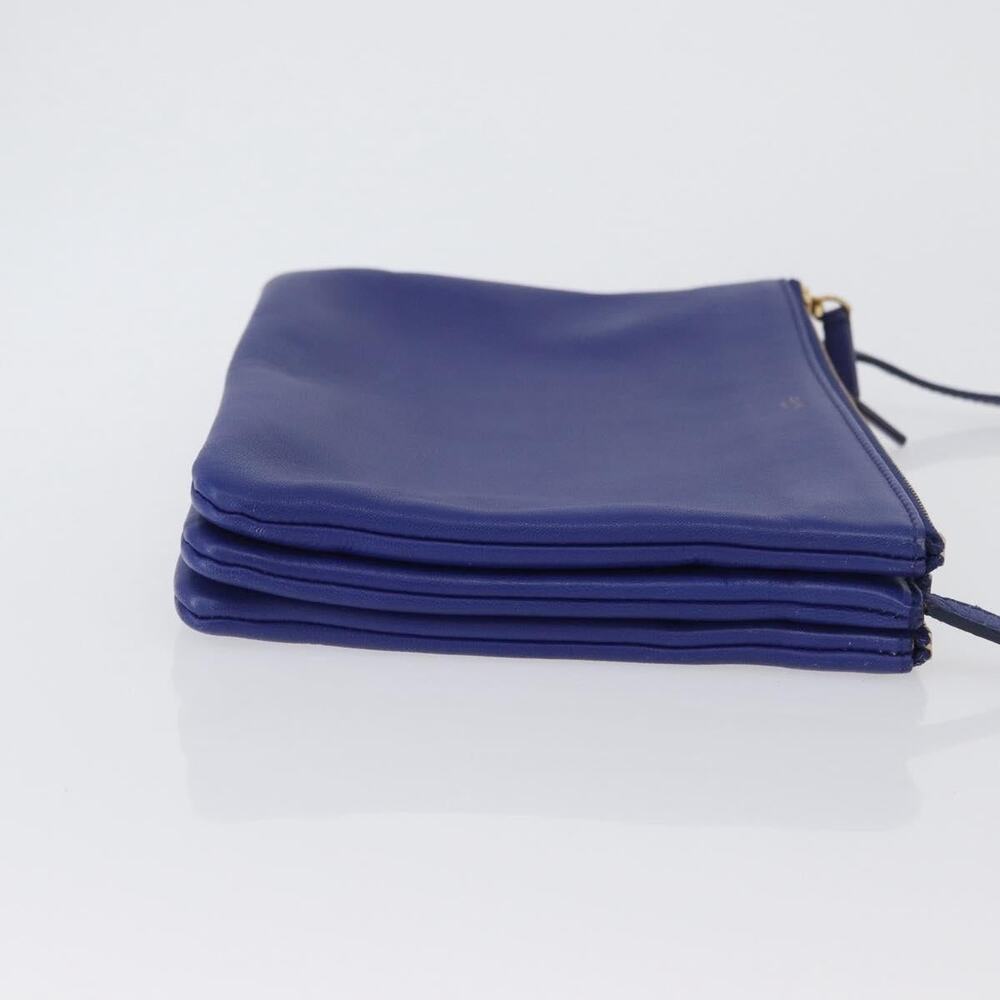Celine Leather Trio Large Shoulder Bag Blue - Picture 2 of 13